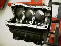 The naked engine block, shown here upside-down.